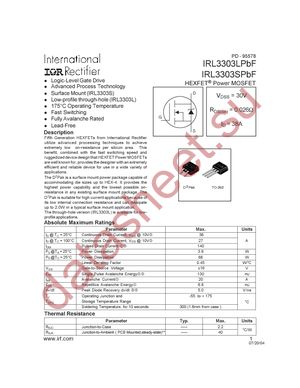 IRL3303STRRPBF datasheet  